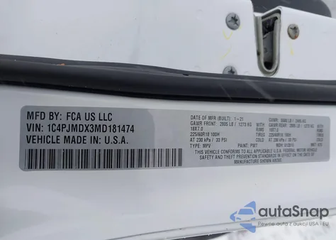 2021 Jeep Cherokee Limited 4X4 из США, поврежденный, VIN 1C4PJMDX3MD181474